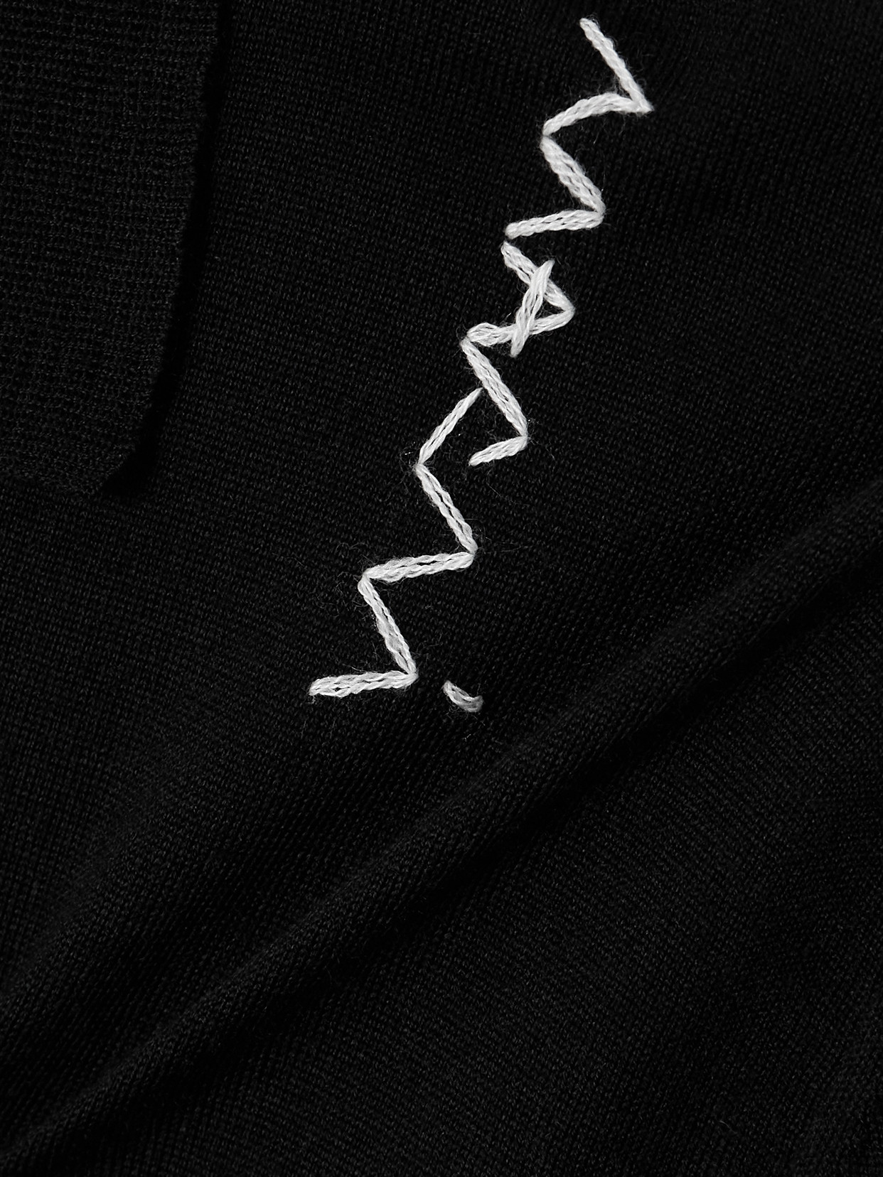Marni Embroidered Wool And Silk-blend Polo In Black