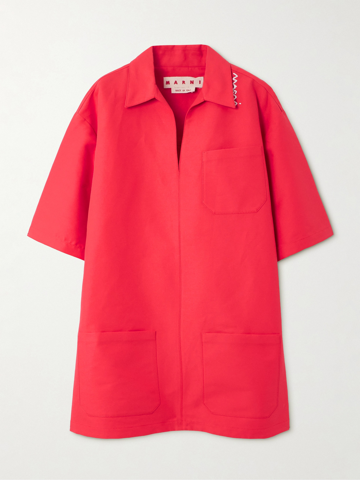 Marni Cotton Cady Mini Dress In Red