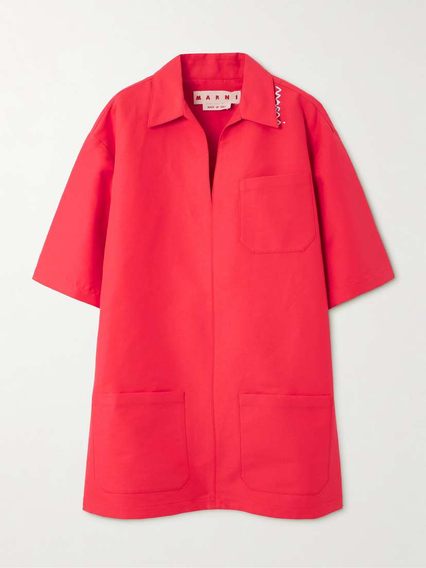 Marni Oversized Embroidered Cotton Mini Dress
