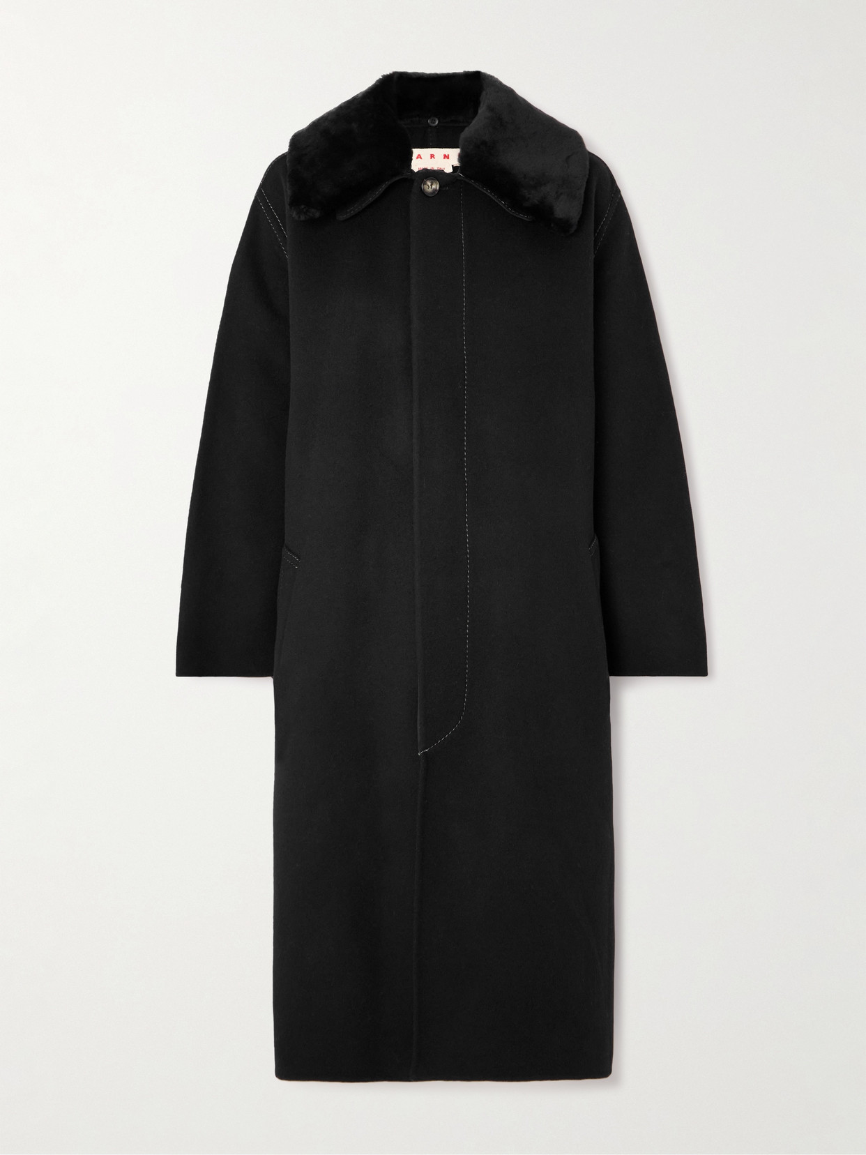 Marni Shearling-trimmed Wool And Cashmere-blend Coat In Black