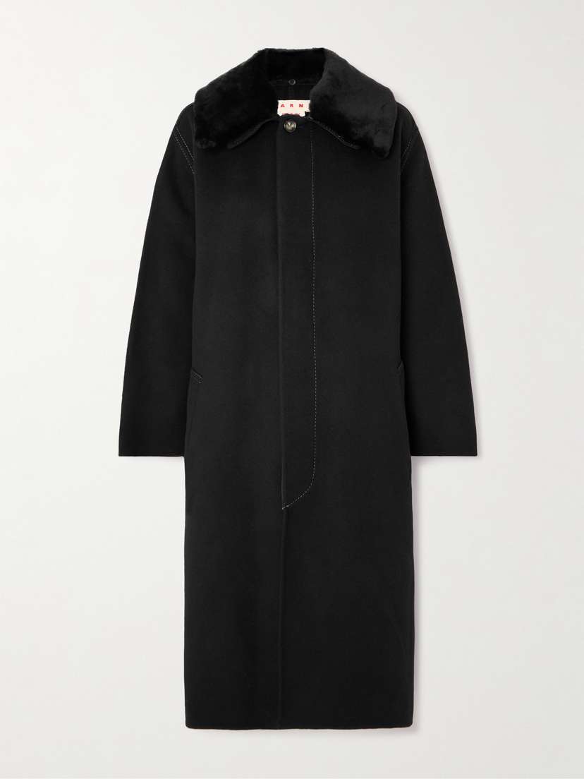 Marni Shearling-trimmed Wool And Cashmere-blend Coat