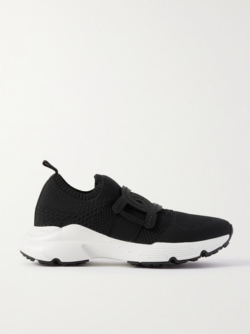 Tod's Leather-trimmed stretch-knit slip-on sneakers