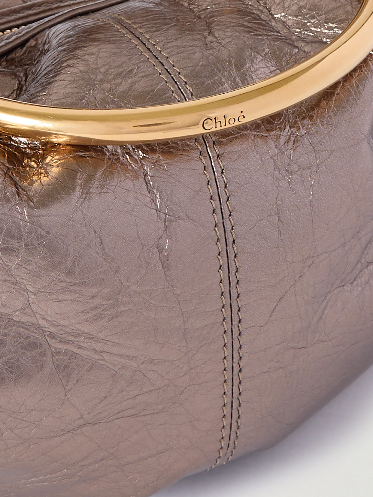 Shop Chloé Bracelet Embellished Metallic Leather Shoulder Bag