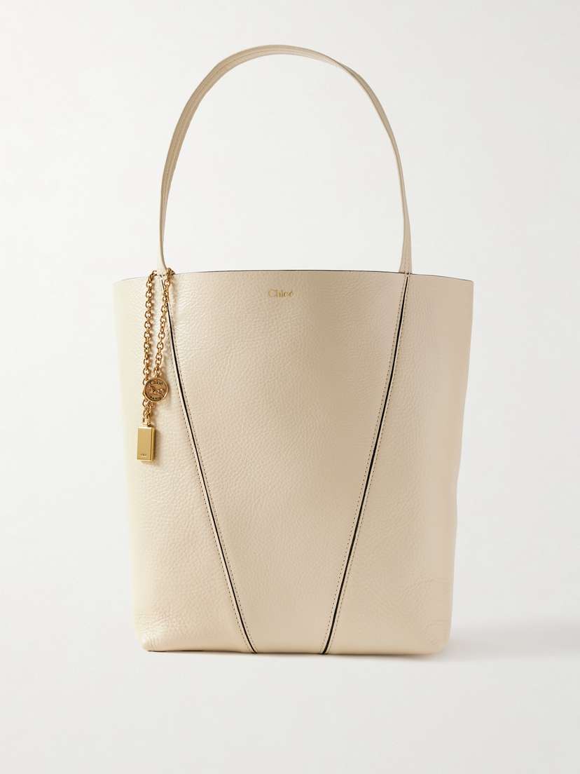 Chloé Spin Embellished Textured-leather Tote