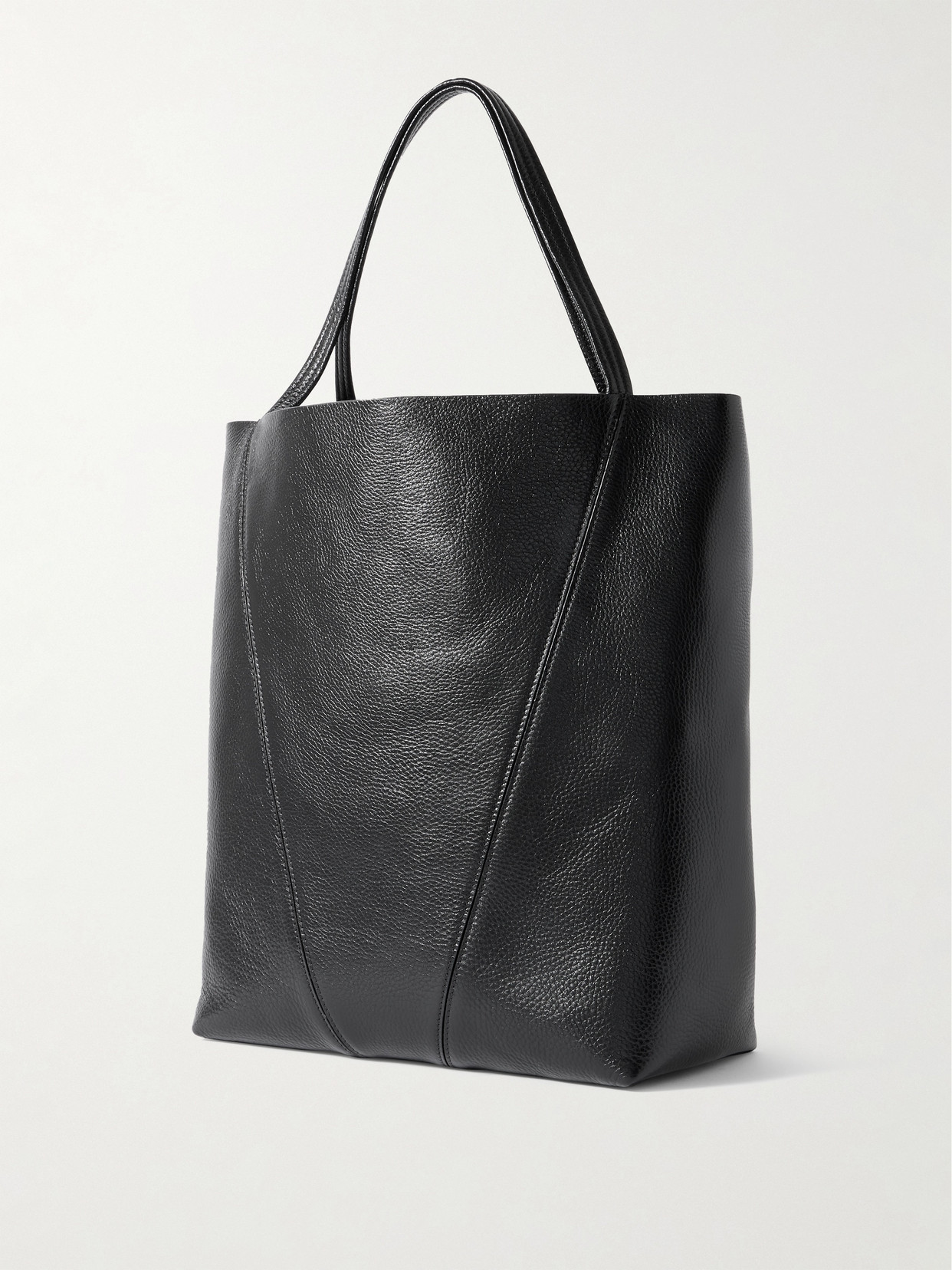 Chloé Spin Embellished Paneled Textured-leather Tote In Black