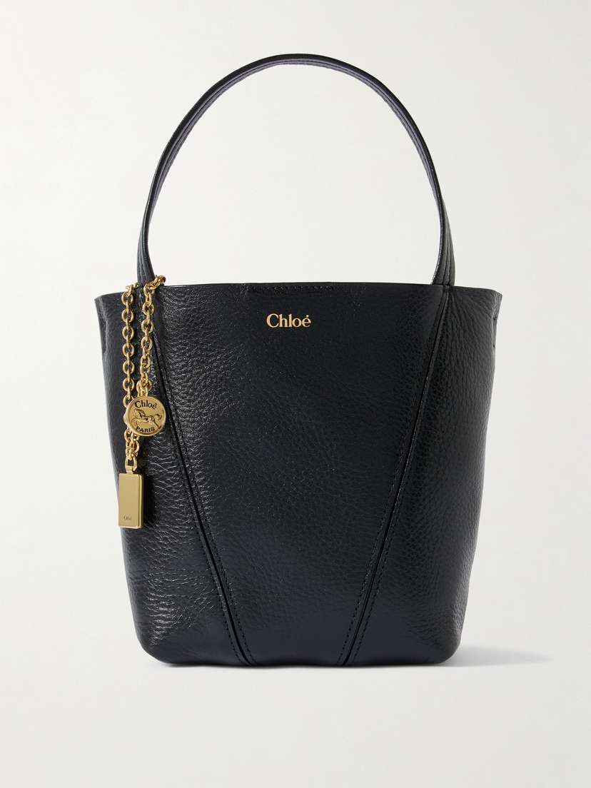 Chloé Spin Small Embellished Paneled Textured-leather Tote