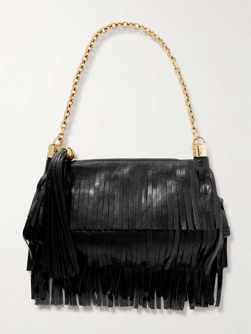 Chloé Foulard Fringed Textured-leather Shoulder Bag
