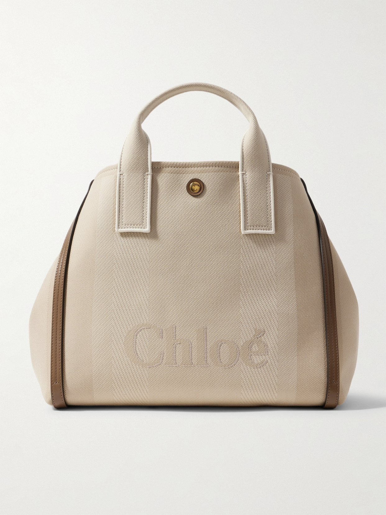 Chloé Carry Leather-trimmed Canvas-jacquard Tote In Animal Print
