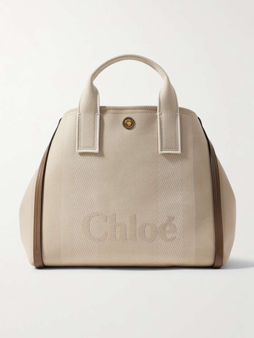Chloé Carry Leather-trimmed Canvas-jacquard Tote