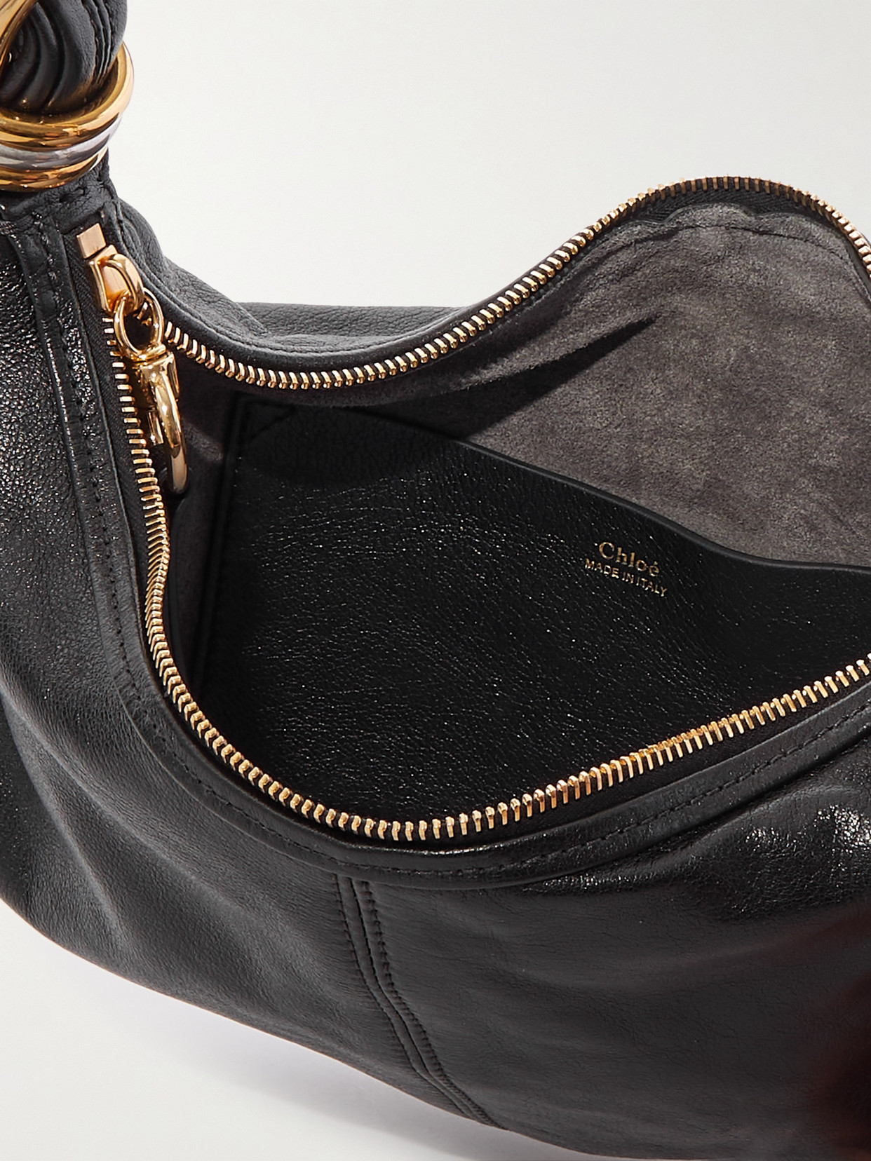 Chloé Bracelet Embellished Textured-leather Shoulder Bag In Black