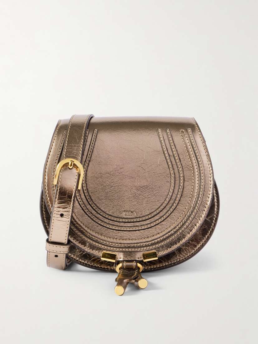 Chloé Marcie Metallic Crinkled-leather Shoulder Bag