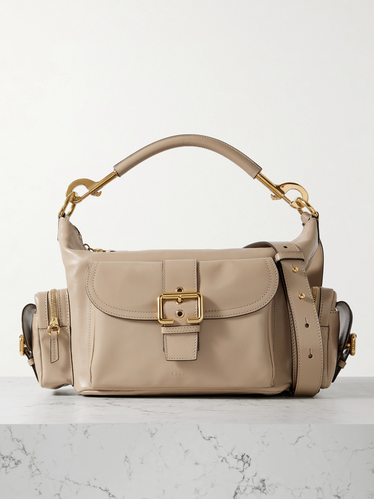 Chloé Camera Leather Shoulder Bag In Beige