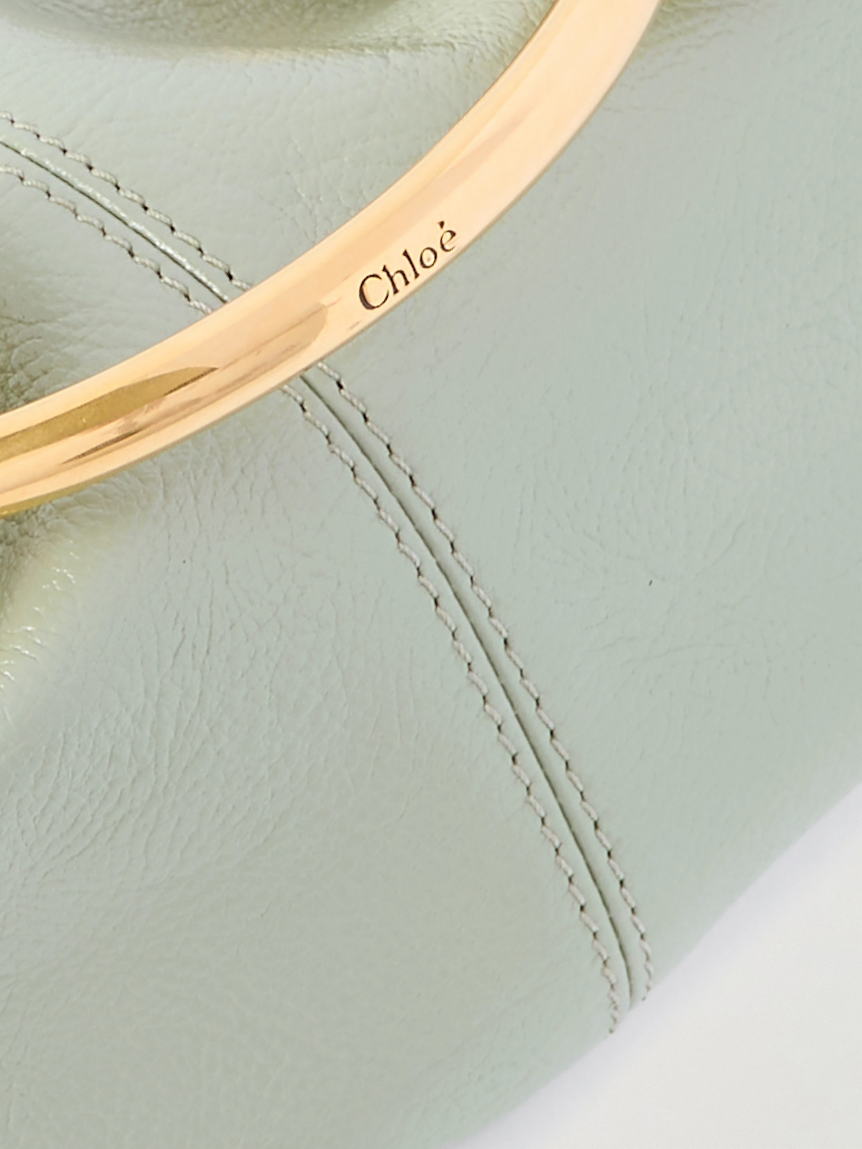 Shop Chloé Bracelet Embellished Textured-leather Bag In Green