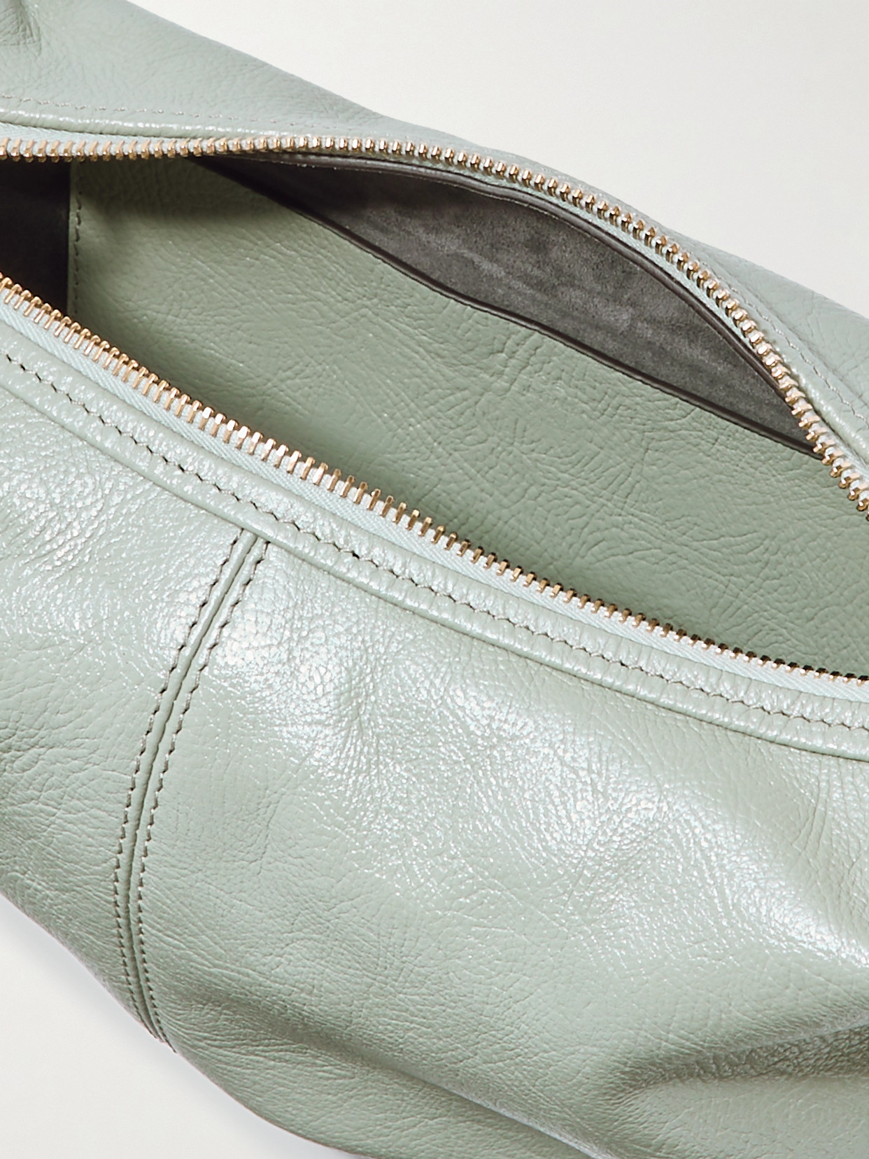 Shop Chloé Bracelet Embellished Textured-leather Bag In Green
