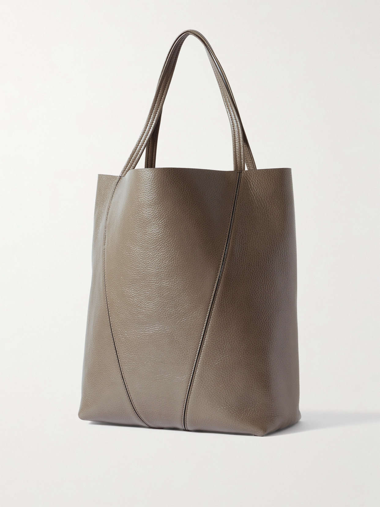 Chloé Spin Embellished Paneled Textured-leather Tote In Brown