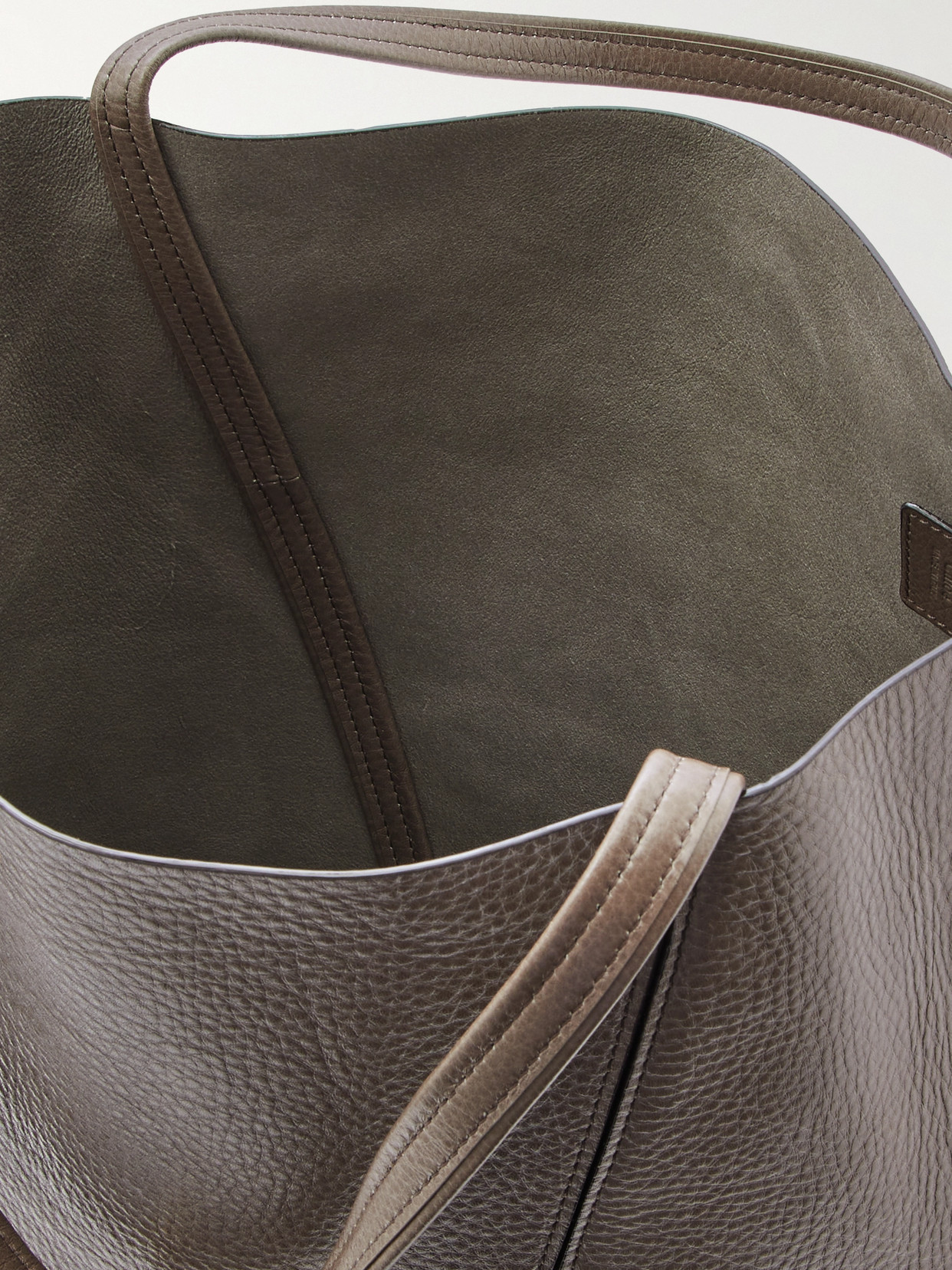 Chloé Spin Embellished Paneled Textured-leather Tote In Brown