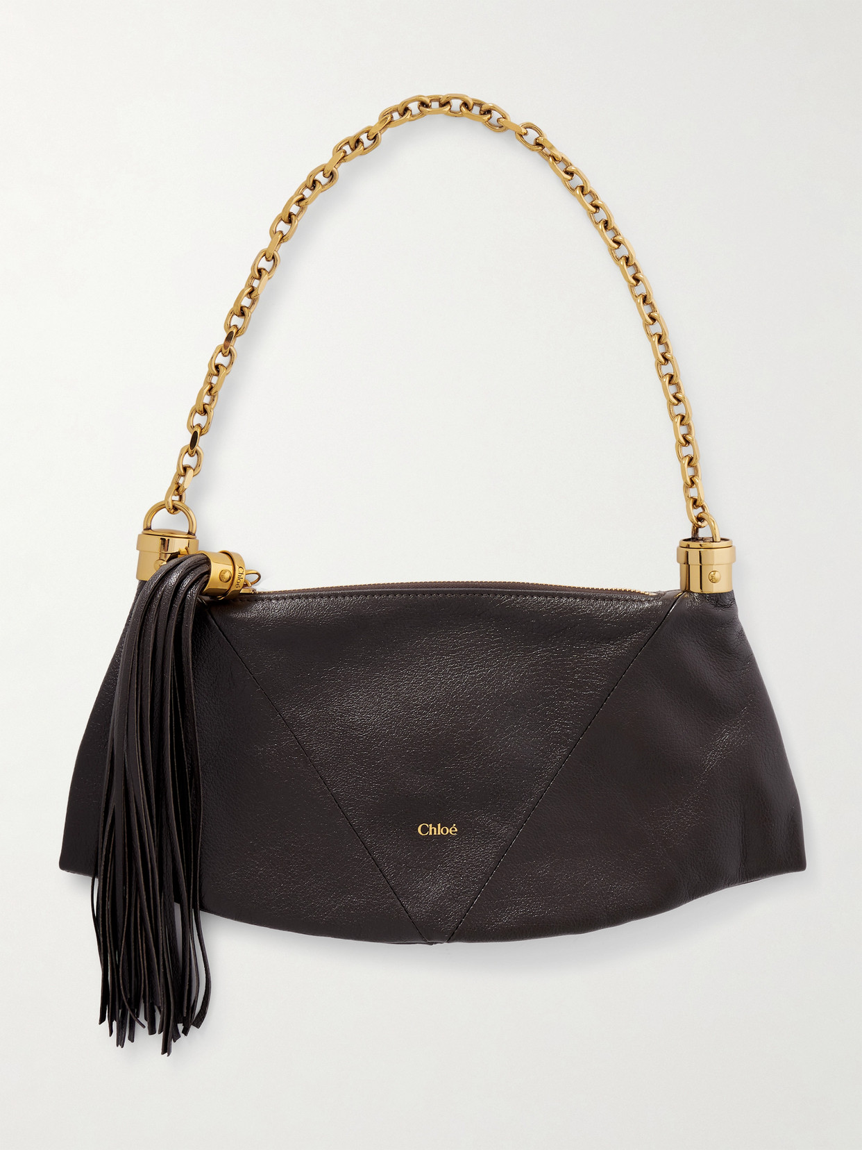 Chloé - Foulard Tasseled Paneled Textured-leather Shoulder Bag - Brown