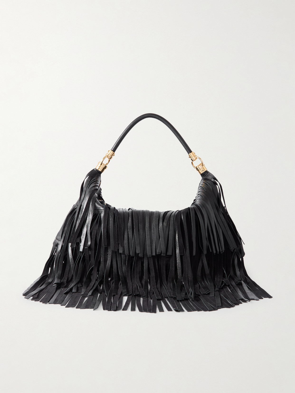 Chloé Fringed Leather Shoulder Bag In Black