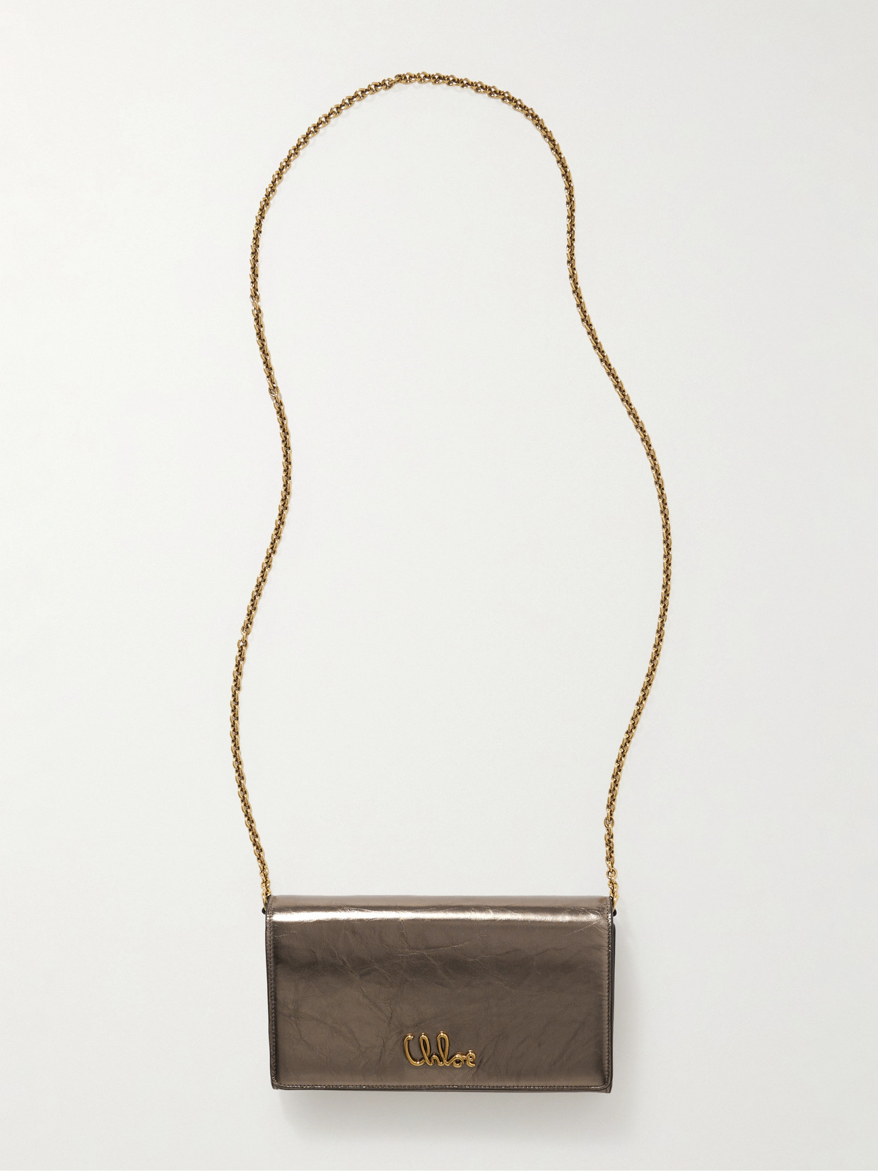 Chloé Iconic Embellished Metallic Textured-leather Shoulder Bag In Burgundy