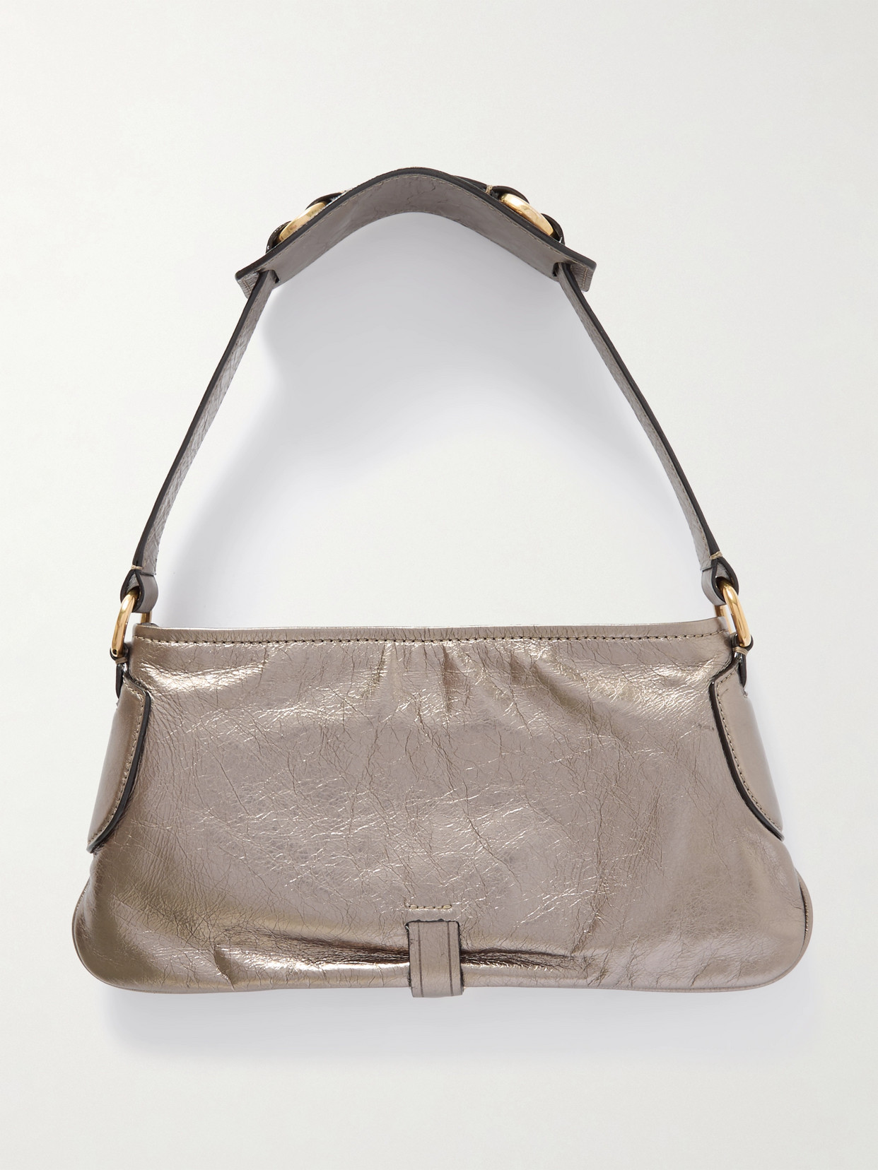 Chloé Sac Porté Épaule Kerala 25 En Cuir Métallisé Femme Gris Taille Onesize 100% Cuir De Veau In Silver