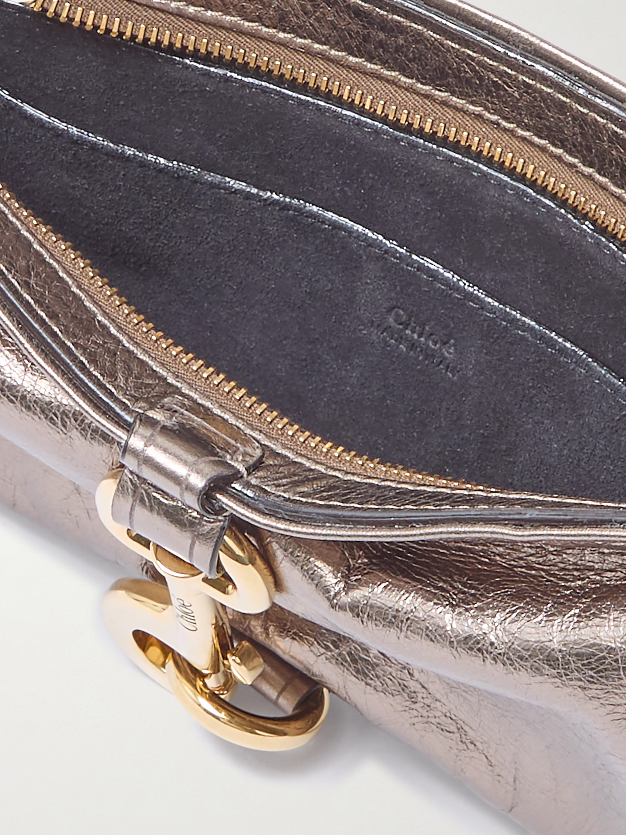 Chloé Sac Porté Épaule Kerala 25 En Cuir Métallisé Femme Gris Taille Onesize 100% Cuir De Veau In Silver
