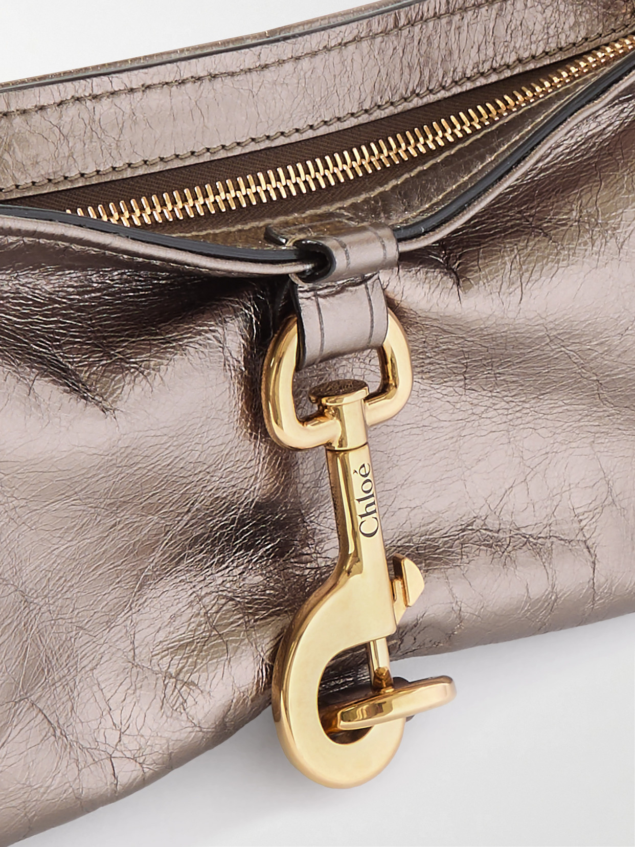 Chloé Sac Porté Épaule Kerala 25 En Cuir Métallisé Femme Gris Taille Onesize 100% Cuir De Veau In Silver