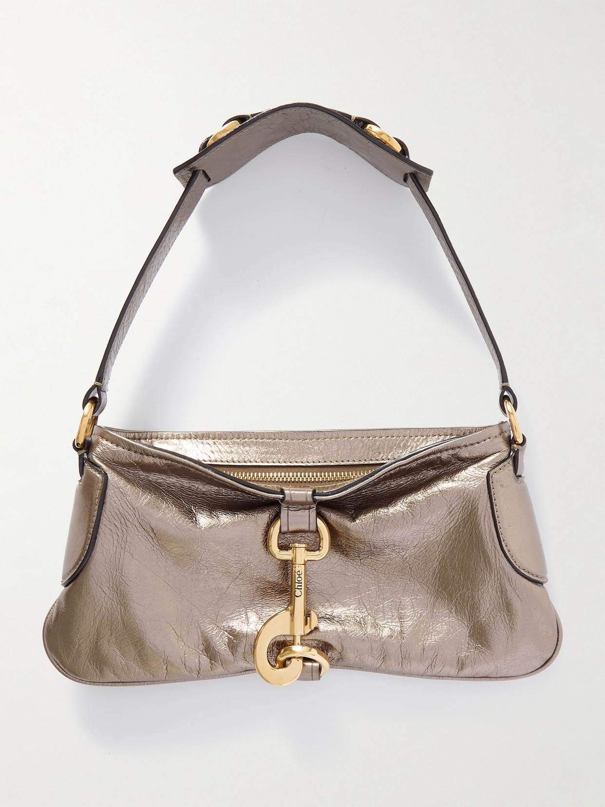 Chloé Sac Porté Épaule Kerala 25 En Cuir Métallisé Femme Gris Taille Onesize 100% Cuir De Veau In Silver