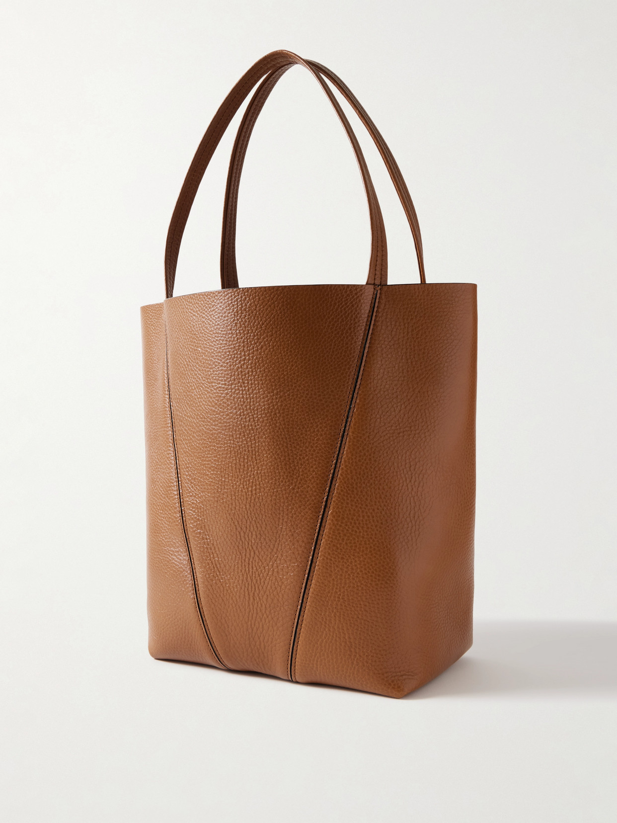 Chloé Spin Embellished Textured-leather Tote In Brown