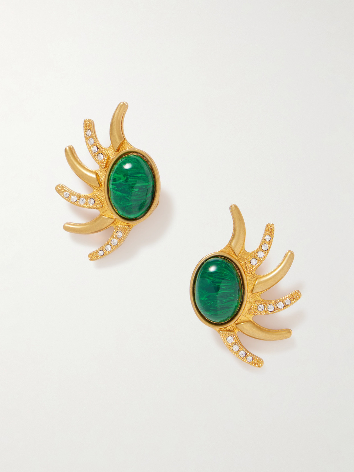 Sonia Petroff - Sun Half Gold-plated Swarovski Crystal Clip Earings - Green