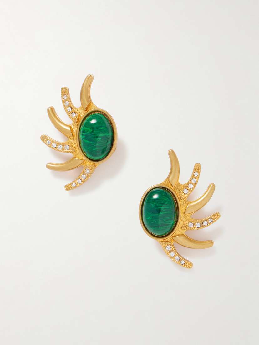 Sonia Petroff Sun Half Gold-plated Swarovski Crystal Clip Earings