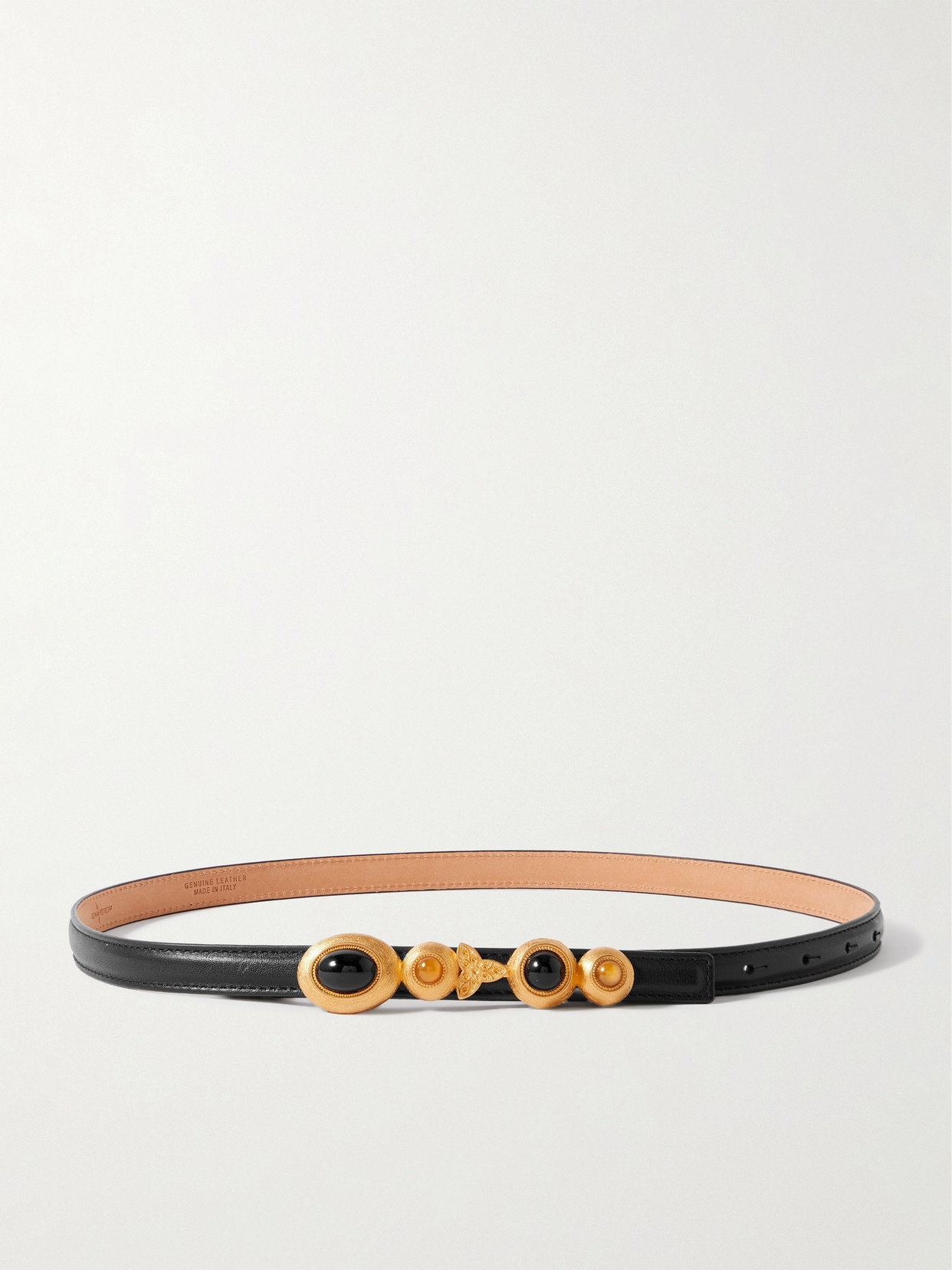 Sonia Petroff - Earth Narrow Embellished Leather Belt - Black