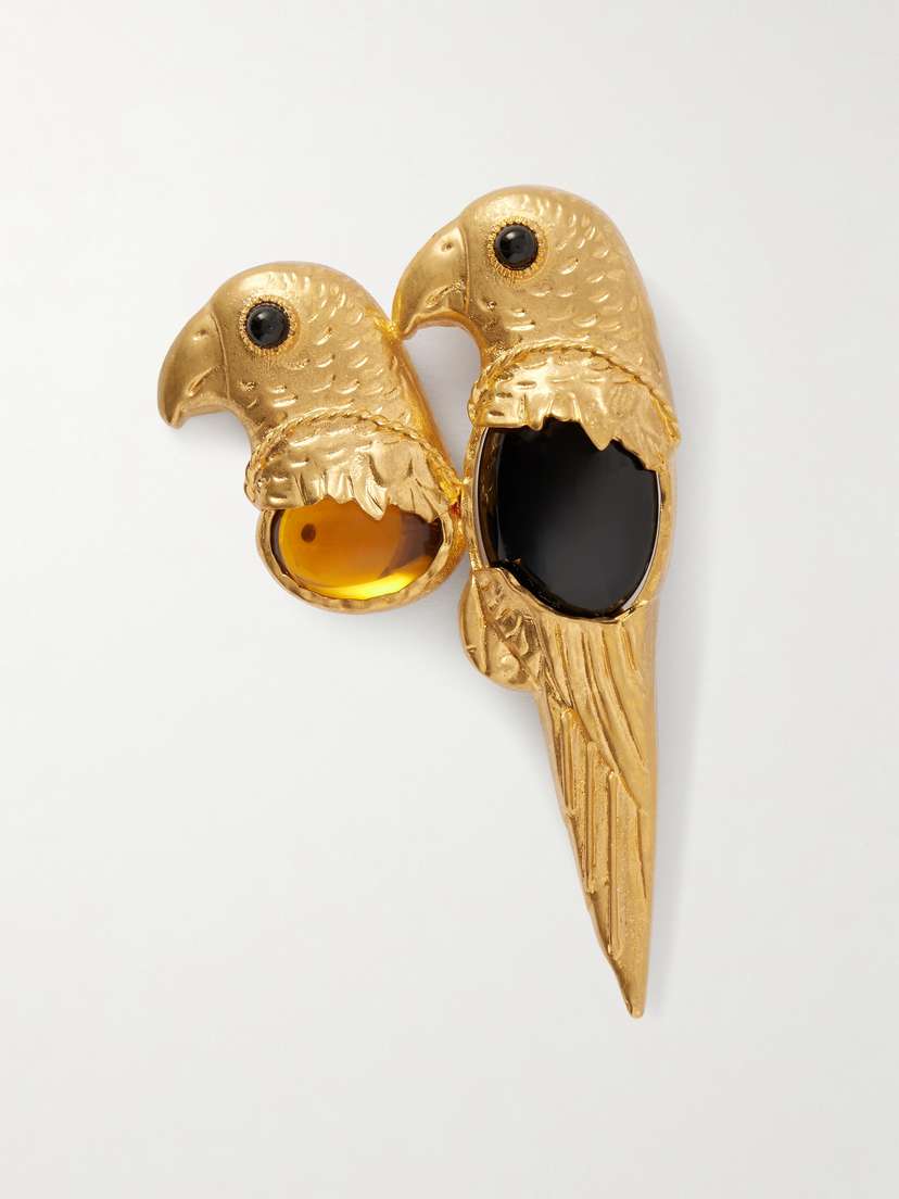 Sonia Petroff Parrot Gold-plated Resin Brooch
