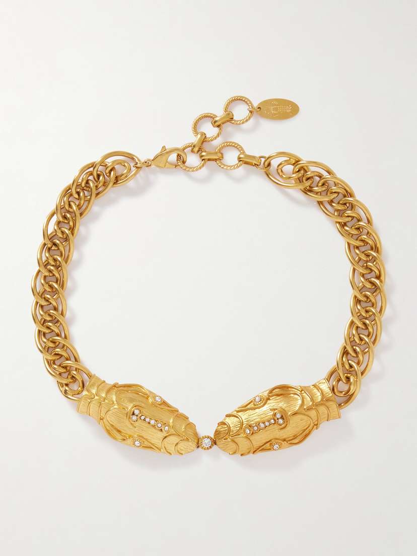 Sonia Petroff Serptente Gold-plated Swarovski Crystal Necklace
