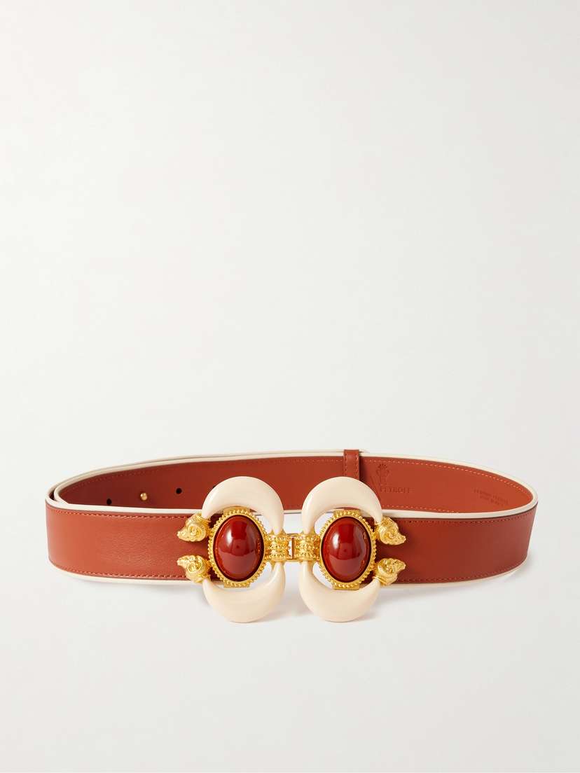 Sonia Petroff Aries Embellished Leather Belt