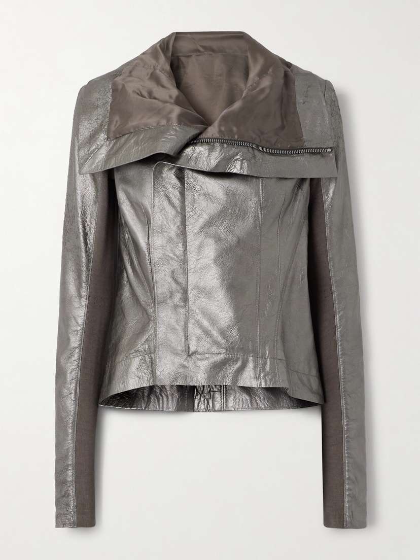 Rick Owens Naska Metallic Leather Biker Jacket