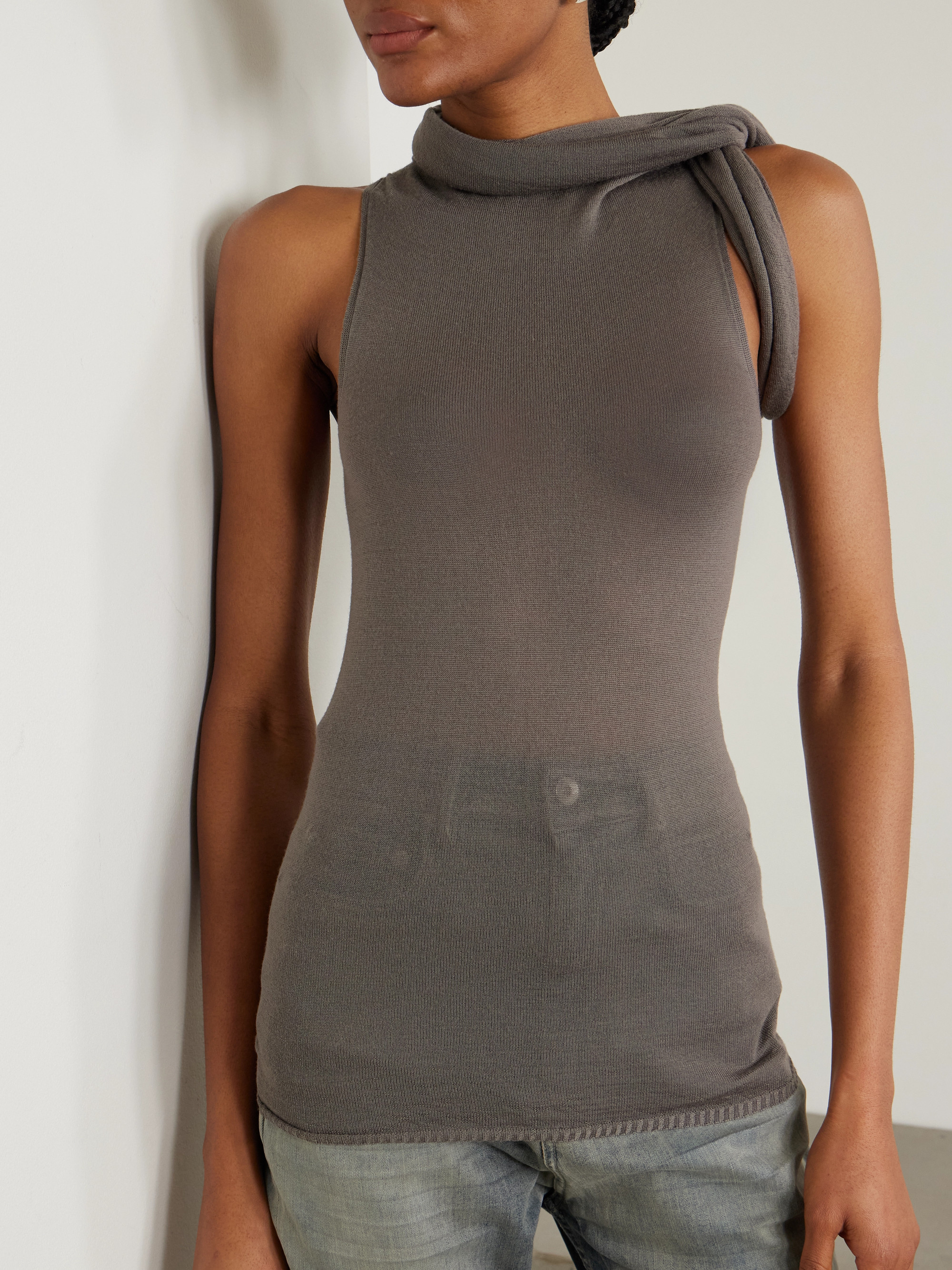 Rick Owens Maglia asymmetric wool top