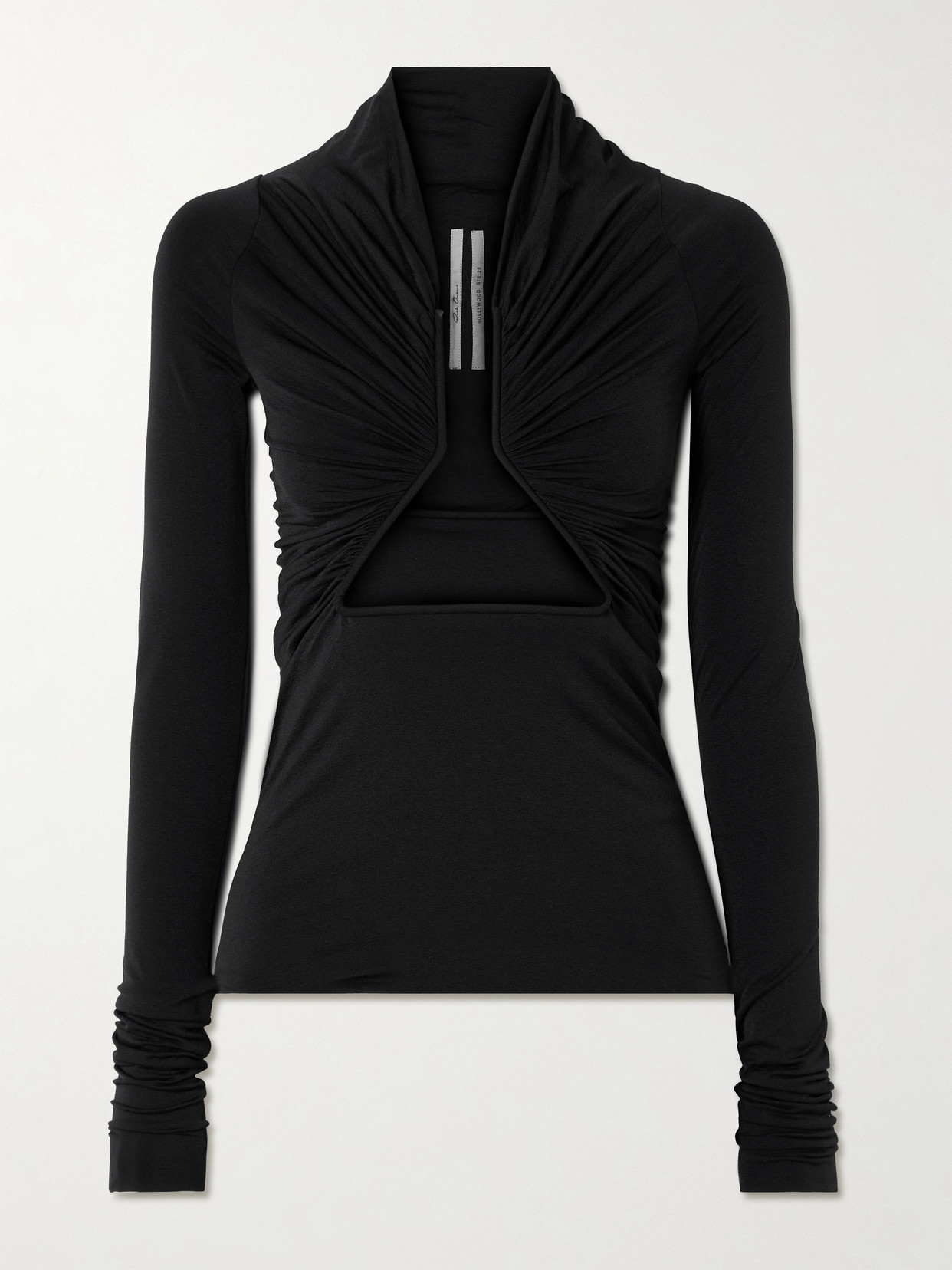 Rick Owens Cutout Ruched Stretch-jersey Top In Black