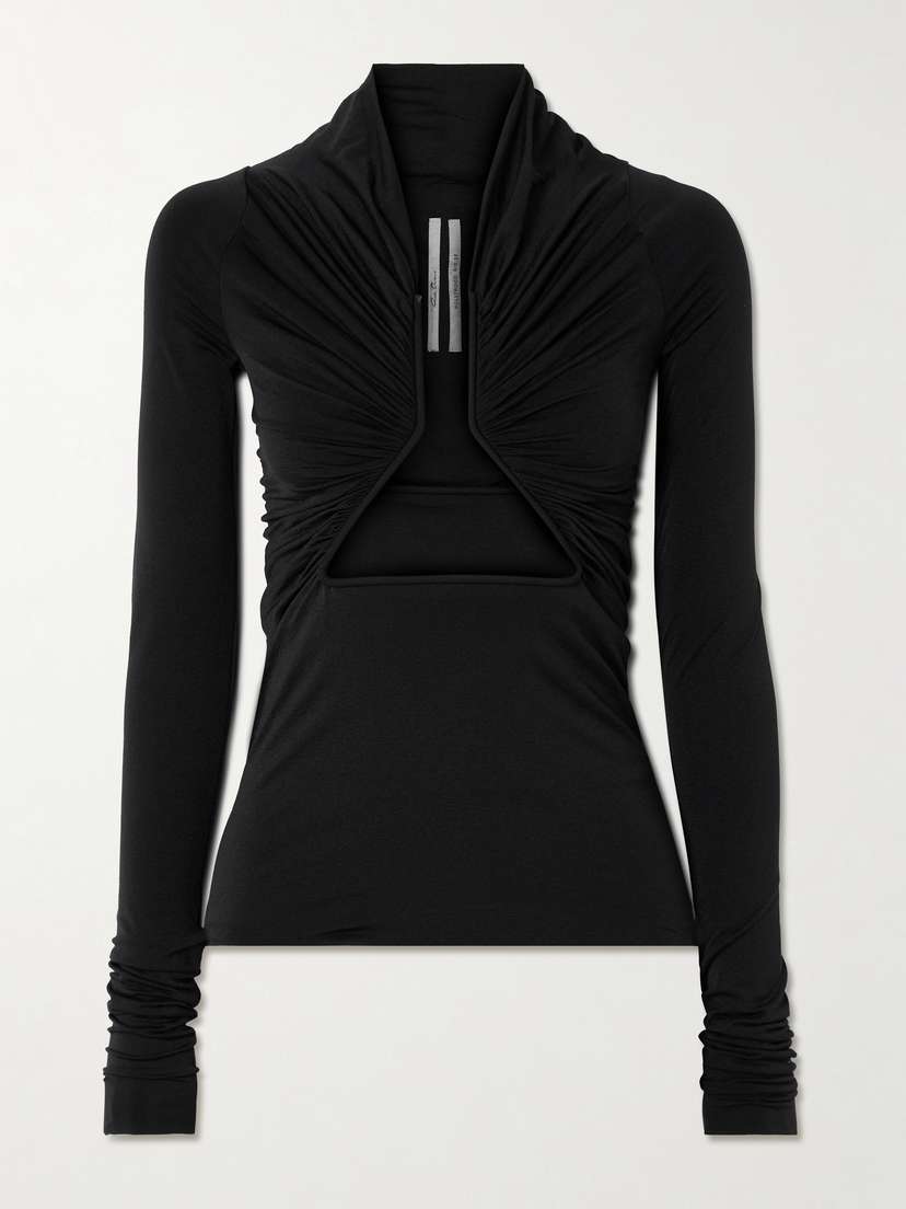 Rick Owens Cutout Ruched Stretch-jersey Top