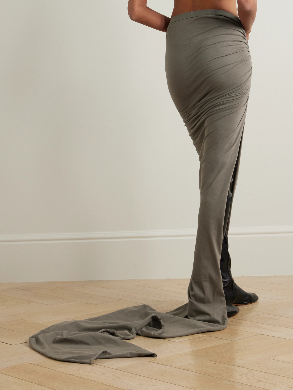 Edfu Asymmetric Ruched Cotton-Jersey Maxi