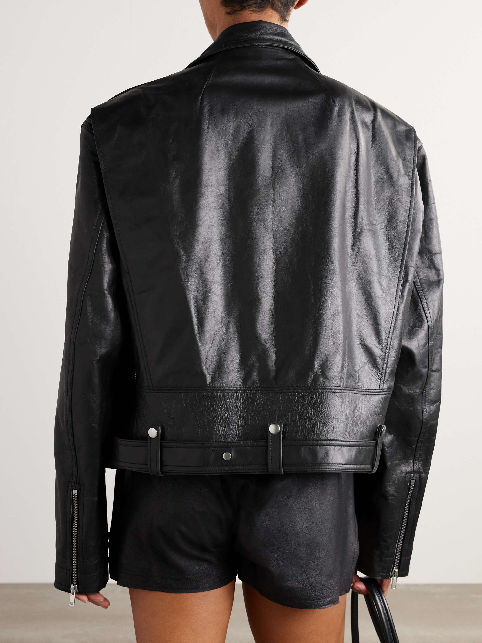 RICK OWENS Belted leather biker jacket | NET-A-PORTER