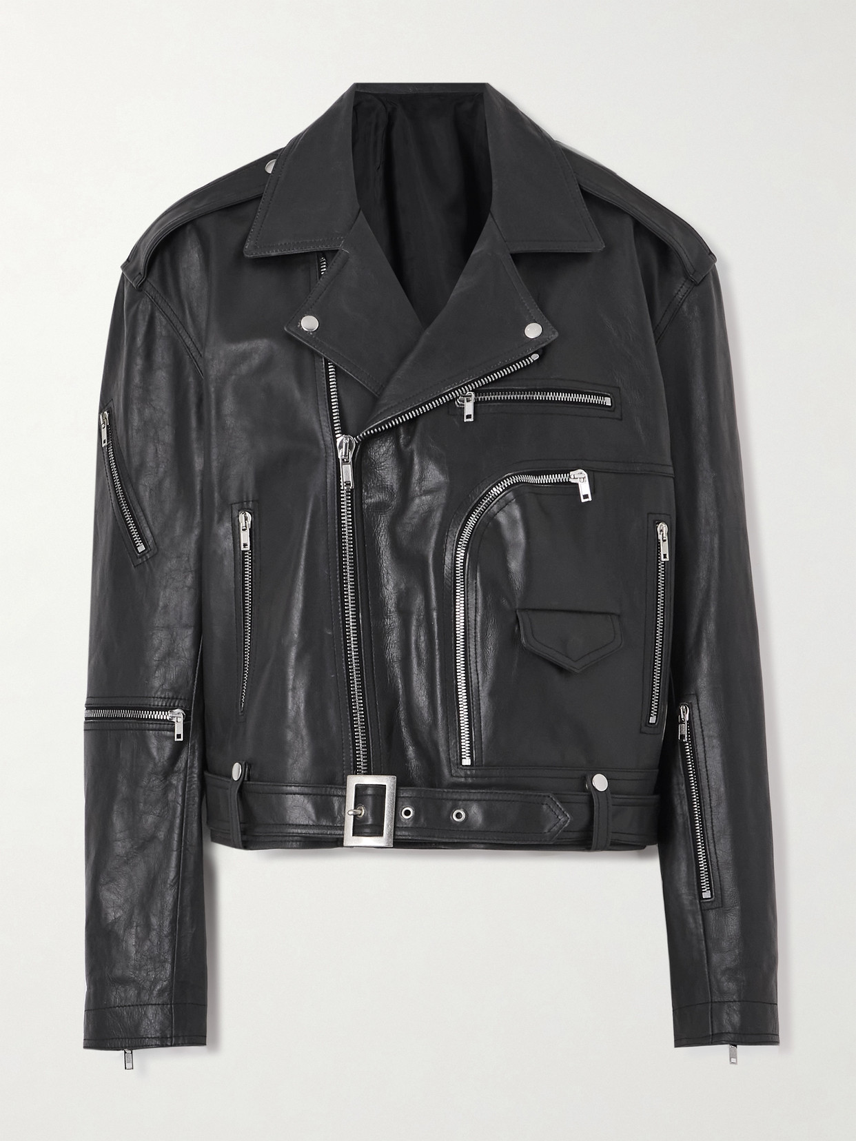 Rick Owens - Belted Leather Biker Jacket - Black