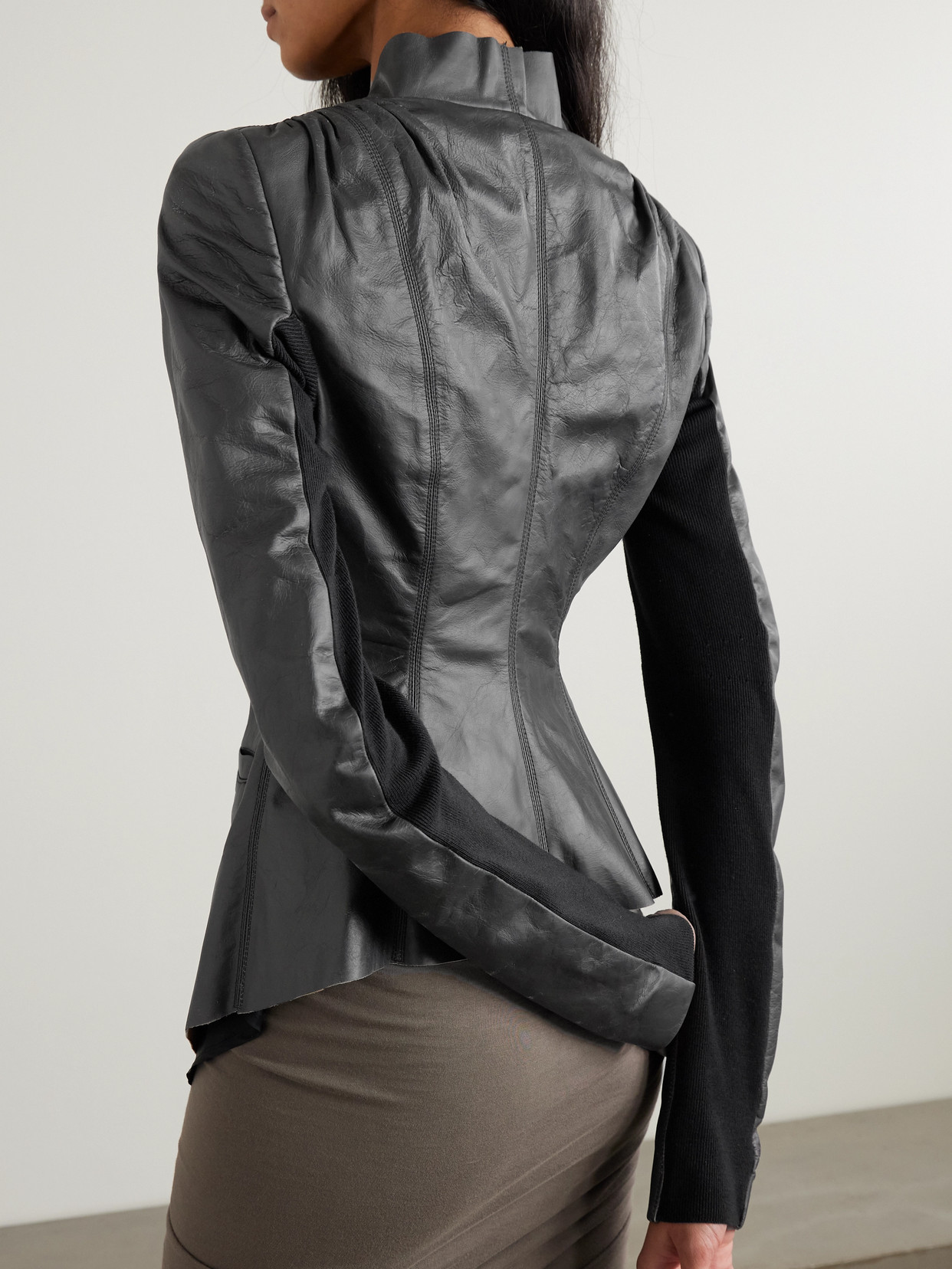 Rick Owens Leather Jacket In Black
