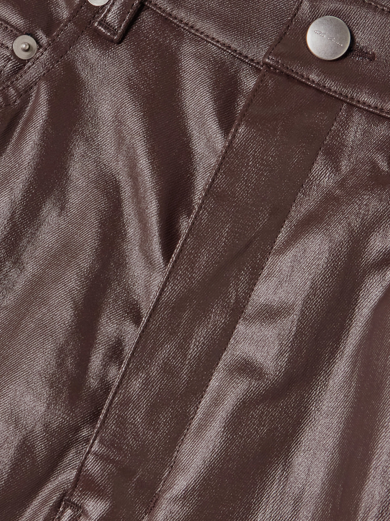 Rick Owens Bolan Coated High-rise Flared Jeans In Brown