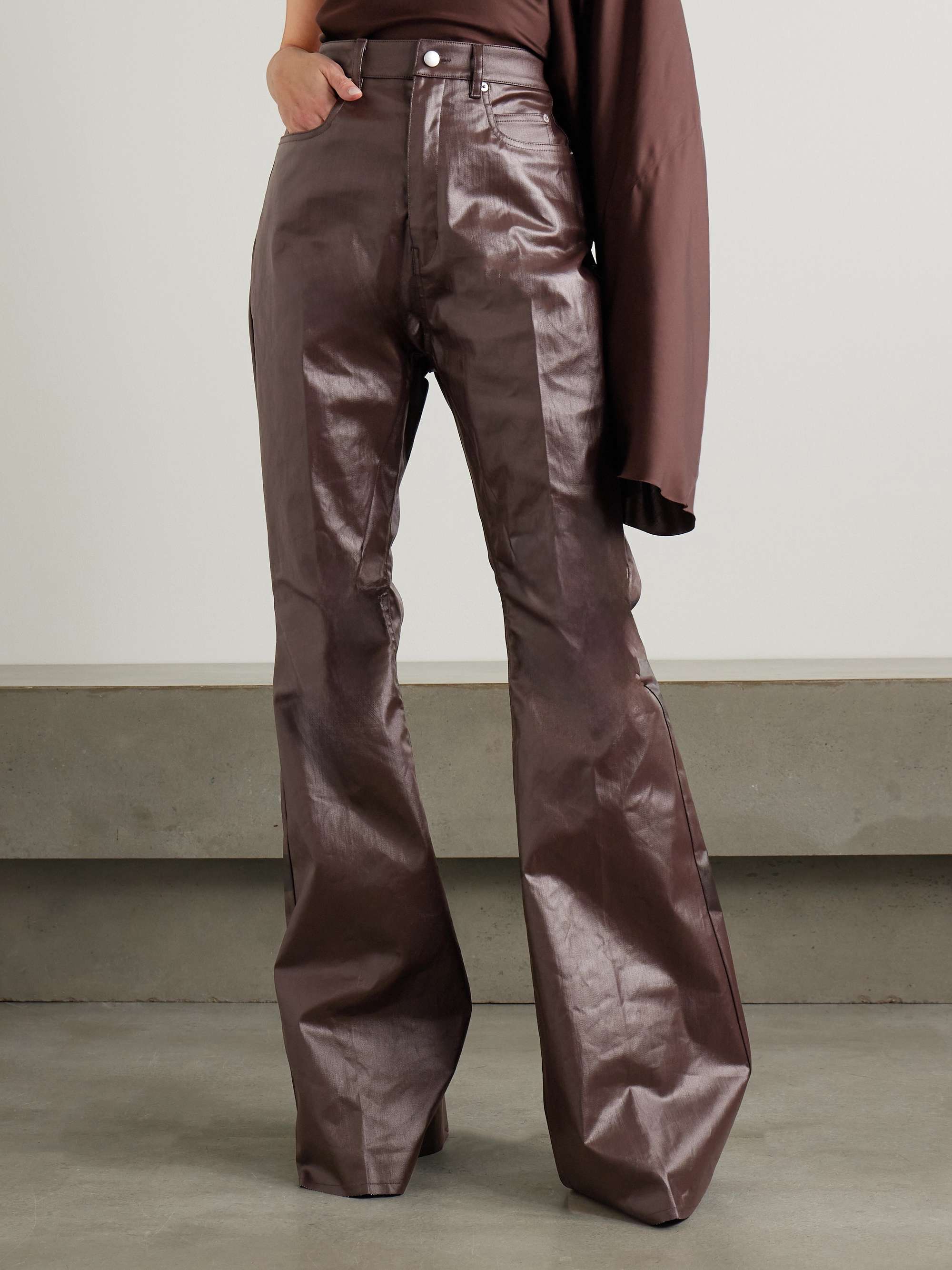 RICK OWENS Bolan coated high-rise flared jeans | NET-A-PORTER