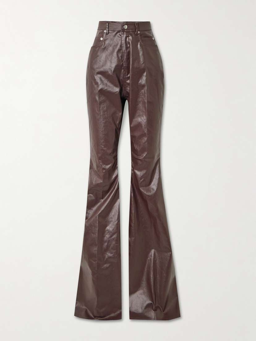 Rick Owens Bolan Coated High-rise Flared Jeans