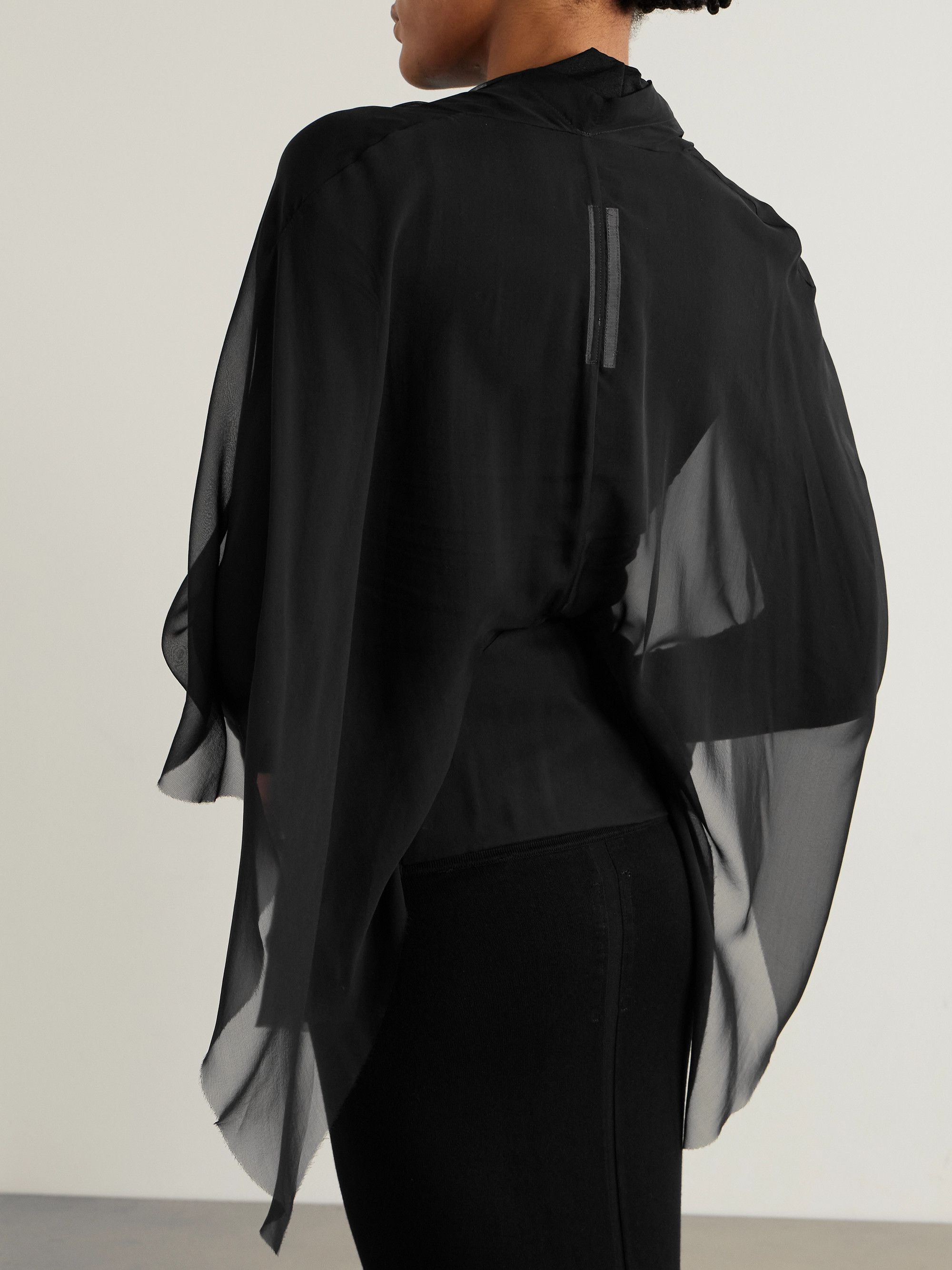 Rick Owens Asymmetric silk-chiffon jacket thumbnail