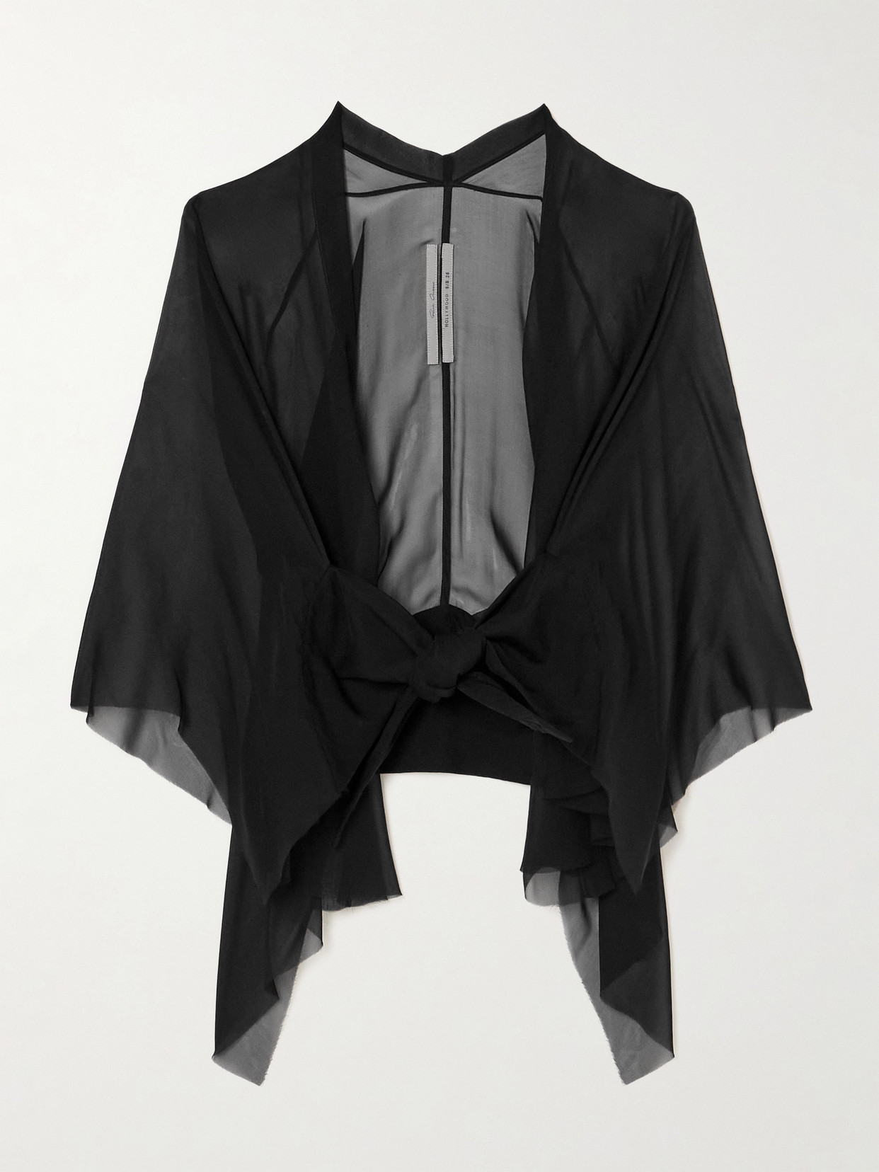 Rick Owens Asymmetric Silk-chiffon Jacket In Black