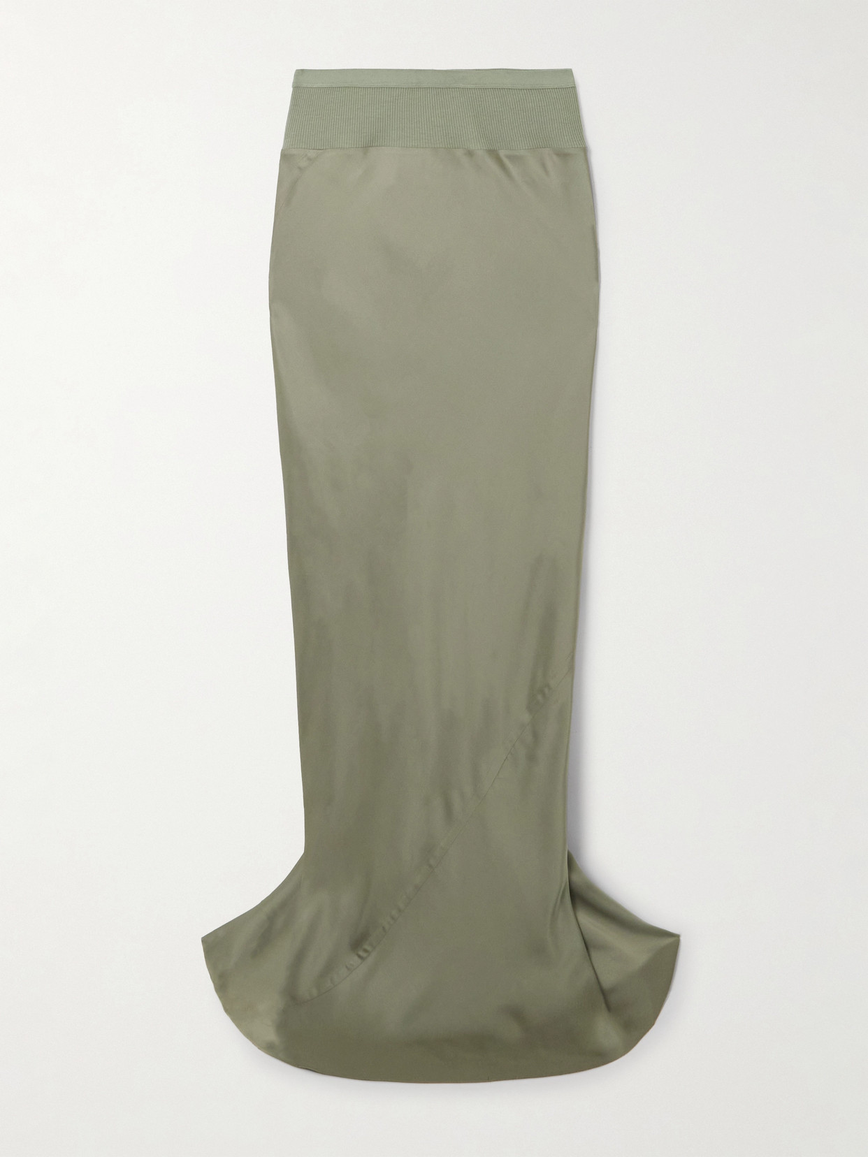 Rick Owens Long Coda Charmeuse Maxi Skirt In Green