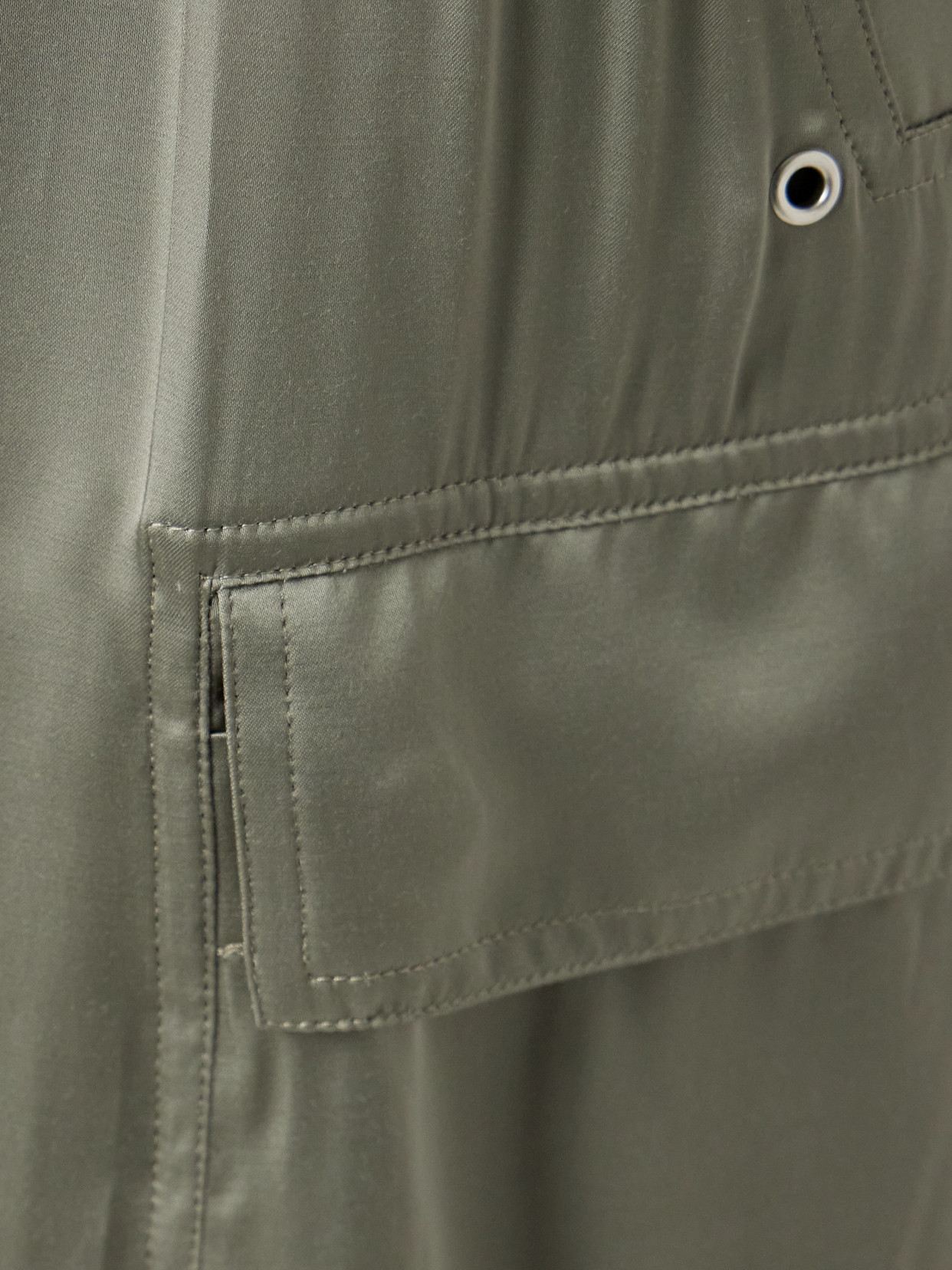 Rick Owens Satin Wide-leg Cargo Pants In Green