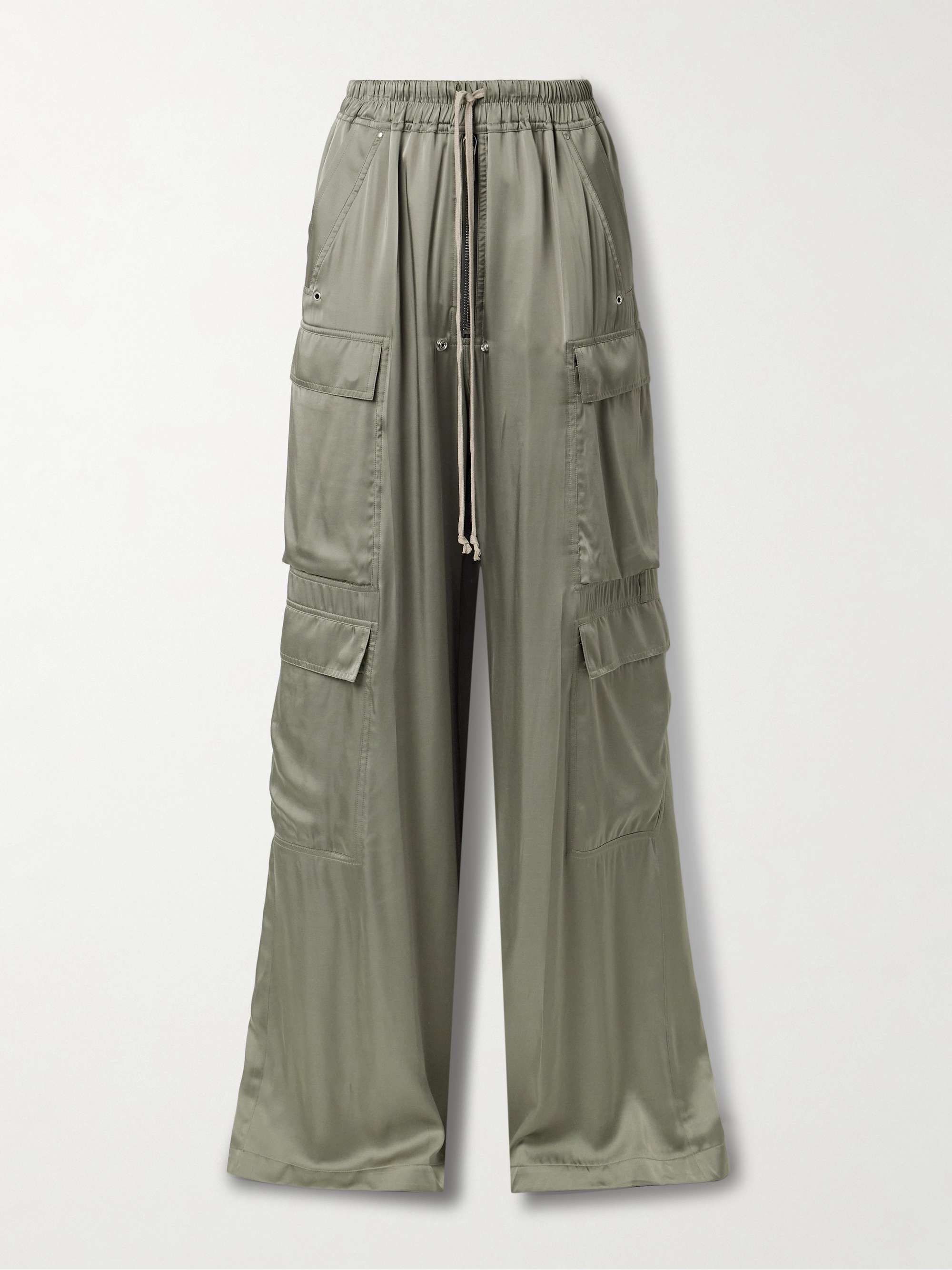RICK OWENS Satin wide-leg cargo pants | NET-A-PORTER